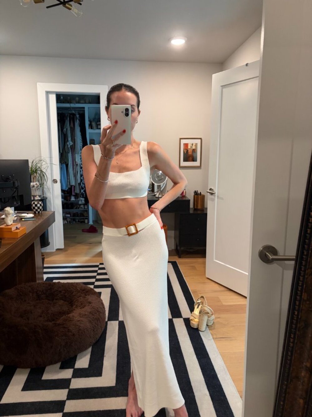 White Matching Skirt Set - Picture 2 of 5